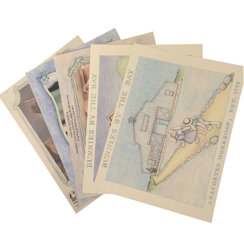 5 Bunnies By The Bay Postcard Lot Anacortes Workshop 1994 Vintage Collectible‎